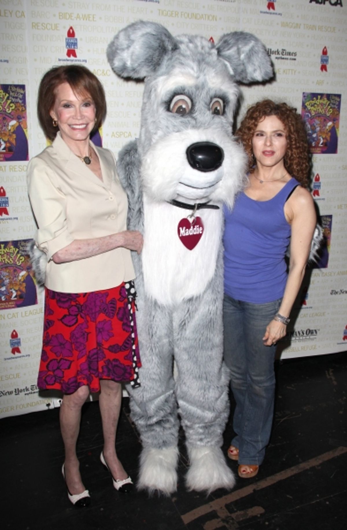 Mary Tyler Moore & Maddie & Bernadette Peters  Backstage at Broadway Barks Lucky 13th Annual Adopt-a-thon  in New York City.  at 