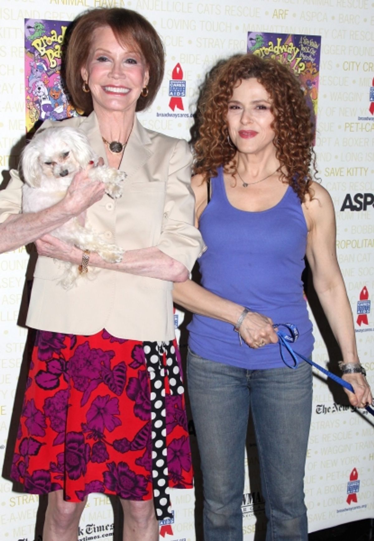 Mary Tyler Moore & Bernadette Peters Backstage at Broadway Barks Lucky 13th Annual Adopt-a-thon  in New York City.  at 