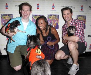 Rory O'Malley & Nikki M. James & Andrew Rannells Backstage at Broadway Barks Lucky 13th Annual Adopt-a-thon in New York City. @ BroadwayWorld Rory O'Malley & Nikki M. James & Andrew Rannells Backstage at Broadway Barks Lucky 13 Photo