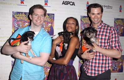 Rory O'Malley & Nikki M. James & Andrew Rannells Backstage at Broadway Barks Lucky 13 Photo