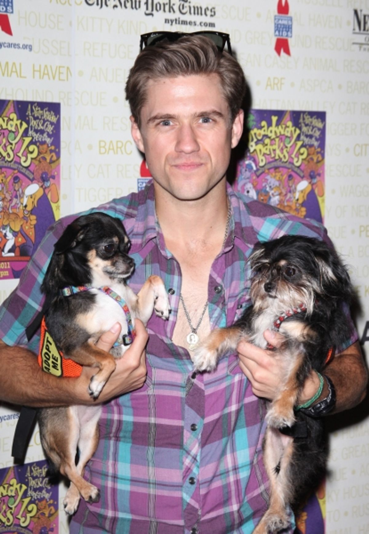 Aaron Tveit Backstage at Broadway Barks Lucky 13th Annual Adopt-a-thon  in New York City.  at 