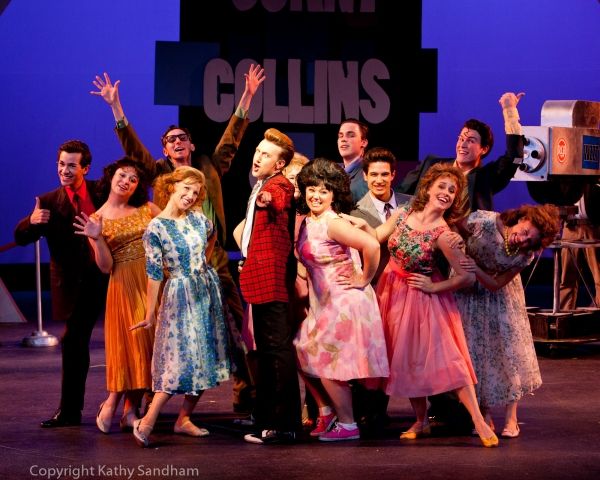 Matthew Ryan Thompson as Corny Collins, Brittany Lynne Eckstrom as Tracy Turnblad, an Photo