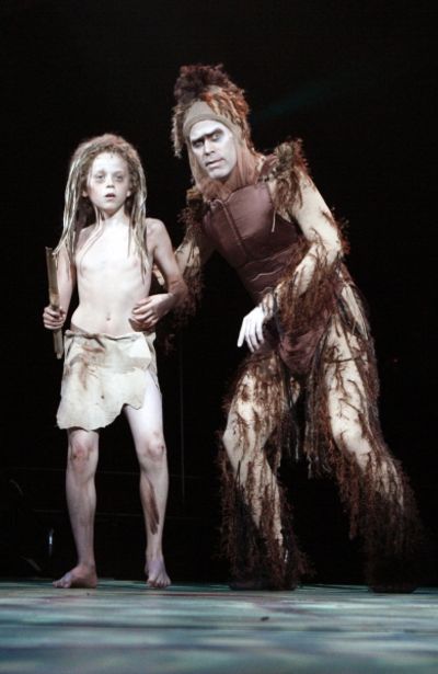 Giacomo Favazza (Young Tarzan) and Todd Alan Johnson (Kerchak) Photo
