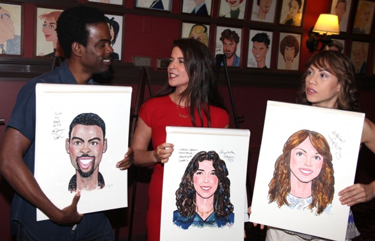 Chris Rock, Annabella Sciorra & Elizabeth Rodriguez attending the celebration as Sardi's honors all five cast members from the Broadway production of 'The Motherf**ker with the Hat'  in New York City at 