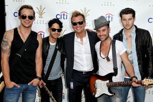 Producer Chris Isaacson with pop rock band Honor Society (Andrew Lee, Jason Rosen, Mi Photo