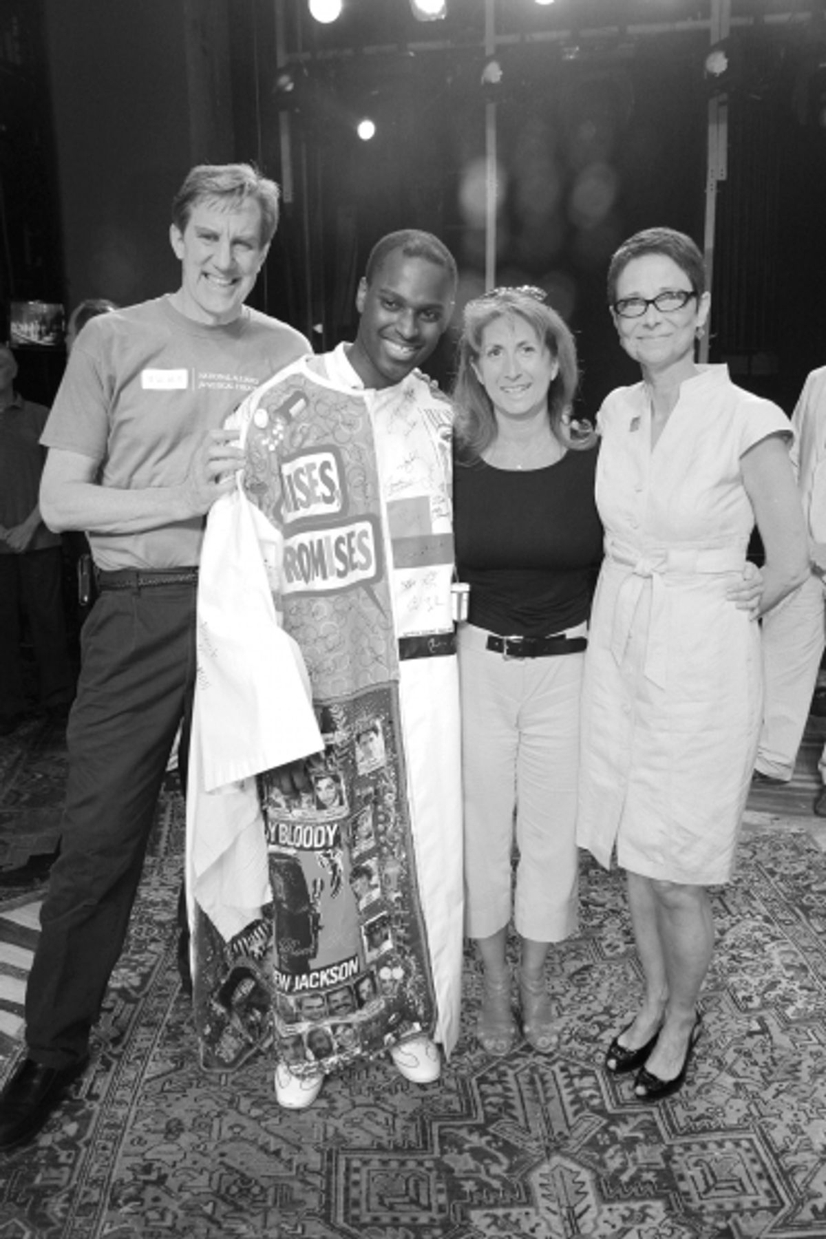 Nick Wyman, Arbender Robinson, Rebecca Kim Jordan (AEA 2nd V.P. Chair, ACCA) & Actors Equity Executive Director Mary McColl celebrating the Opening Night Gypsy Robe Ceremony for Recipient Arbender Robinson in 'Hair' at the St. James Theatre  in New York C at 
