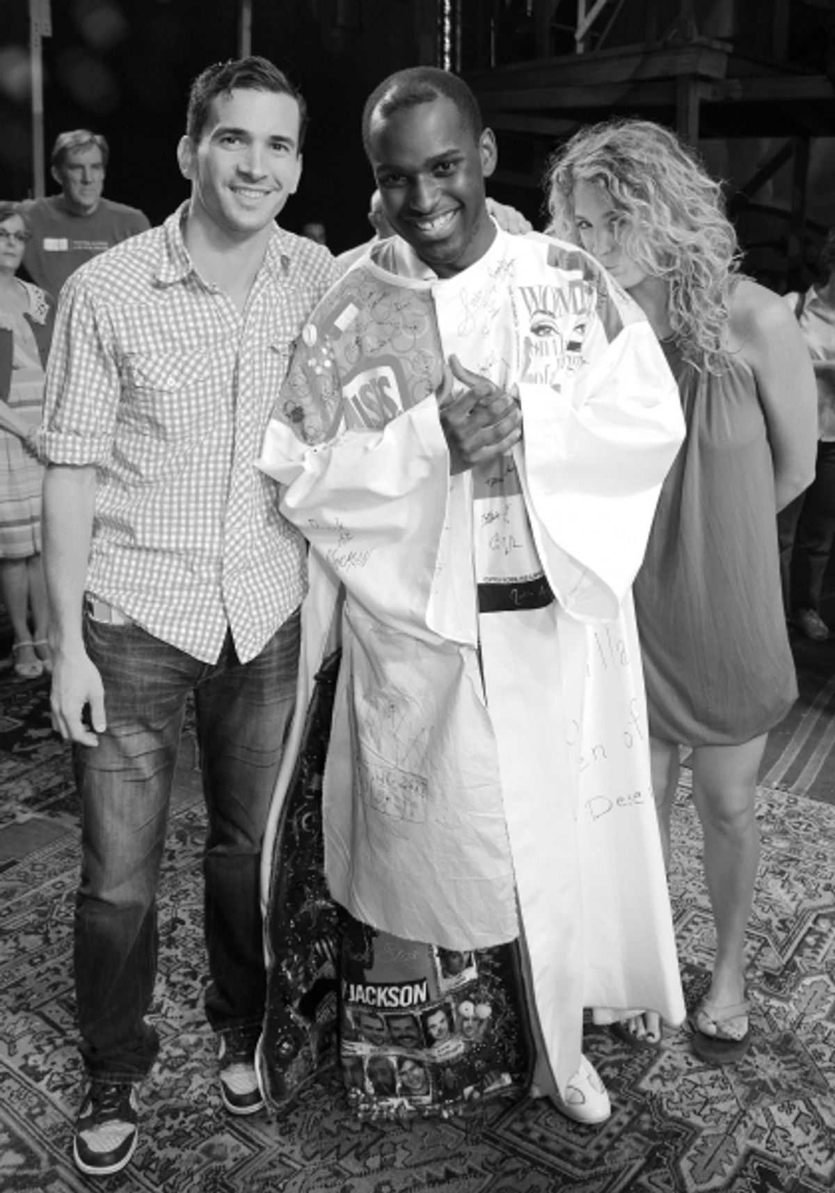 Paris Remillard, Arbender Robinson & Kacie Sheik celebrating the Opening Night Gypsy Robe Ceremony for Recipient Arbender Robinson in 'Hair' at the St. James Theatre  in New York City.  at 
