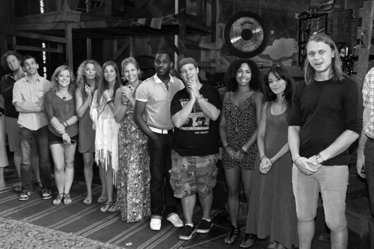 Arbender Robinson with Ensemble Cast celebrating the Opening Night Gypsy Robe Ceremony for Recipient Arbender Robinson in 'Hair' at the St. James Theatre  in New York City.  at 