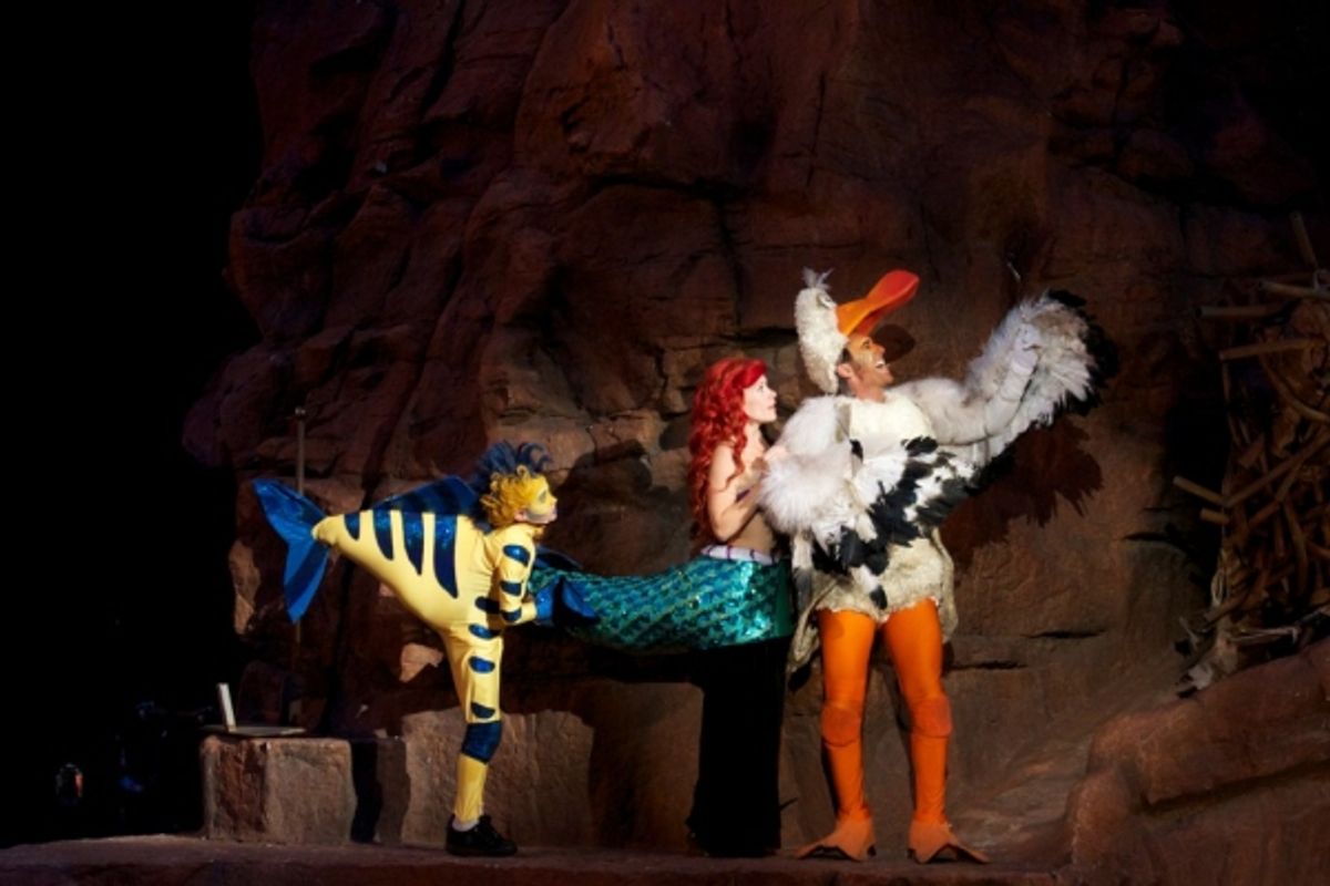 Payton Kemp (Flounder), Michelle Pruiett (Ariel), Vincent D'Elia (Scuttle)  at 