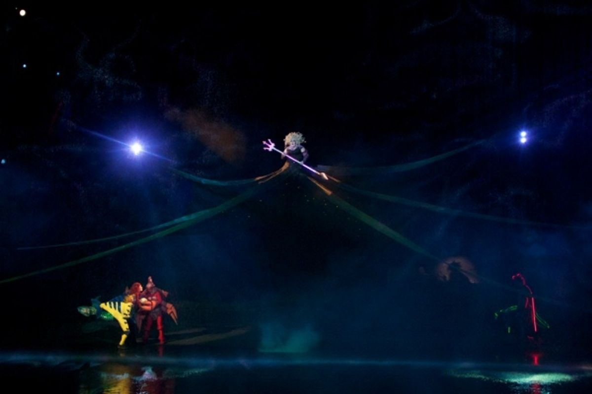 Heidi Anderson (Ursula), Payton Kemp (Flounder), Michelle Pruiett (Ariel), Lawrence Cummings (Sebastian), Matt Densky (Flotsam), Joey Tierno (Jetsam) at 