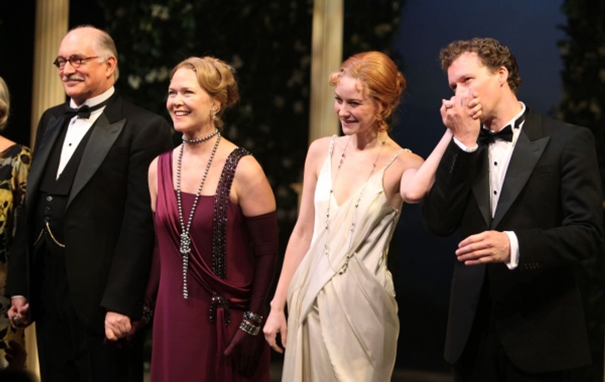 Simon Jones, Rebecca Luker, Jill Paice & Kevin Earley ( Understudy for Julian Ovenden ) during the Roundabout Theatre Company's Opening Night Curtain Call for 'Death Takes A Holiday'  in New York City.  at 