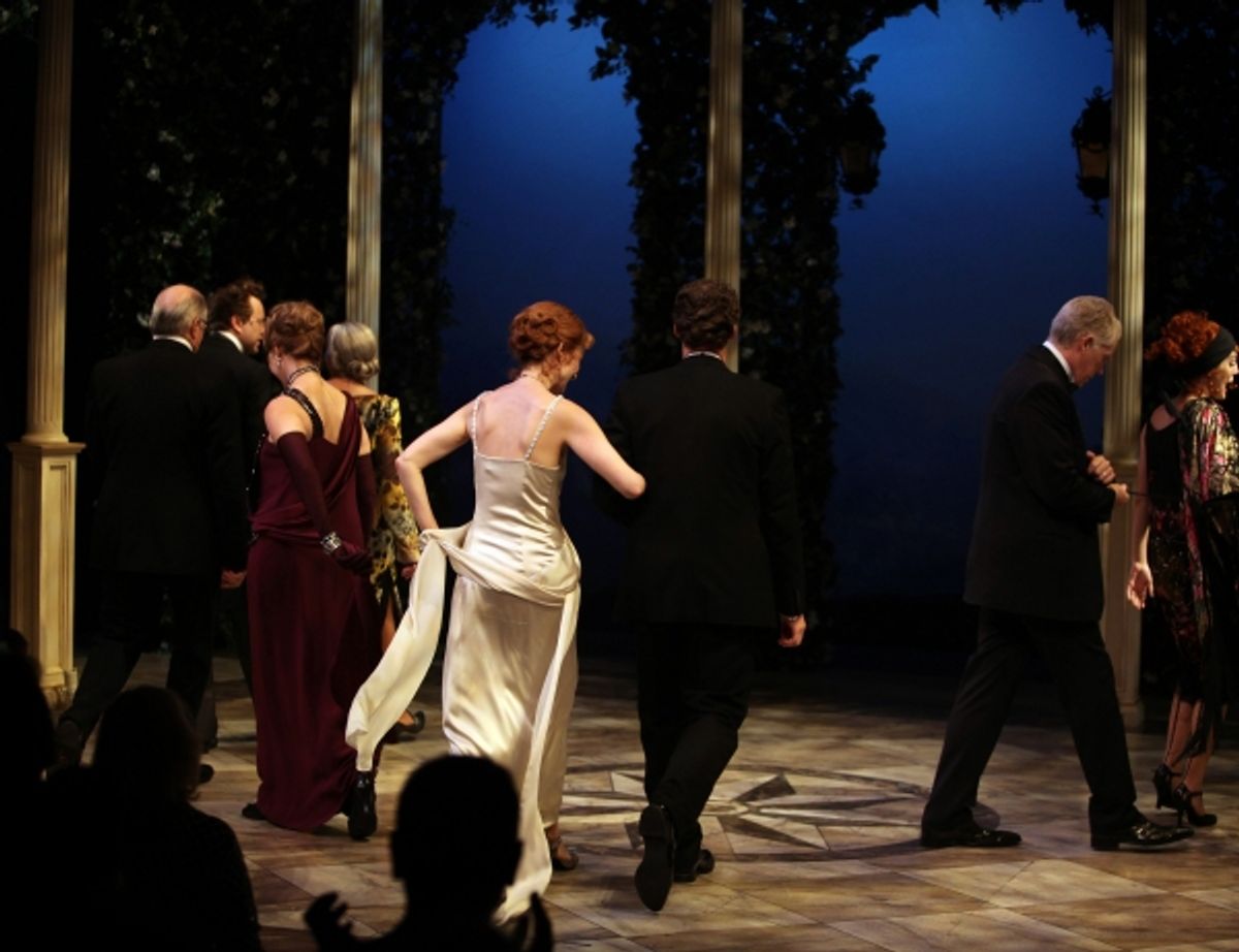 Jill Paice & Kevin Earley ( Understudy for Julian Ovenden ) with ensemble during the Roundabout Theatre Company's Opening Night Curtain Call for 'Death Takes A Holiday'  in New York City.  at 
