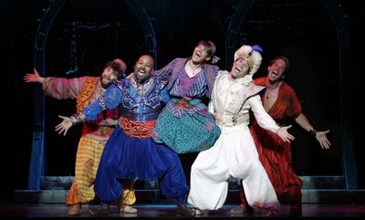 Brian Gonzales, James Monroe Iglehart, Andrew Keenan-Bolger, Adam Jacobs, and Brandon Photo