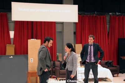 Stephen Pucci (Peter), Jennifer Lim (Xu Yan), and James Waterston Photo