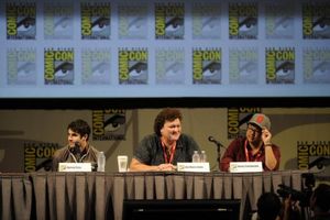 Darren Criss, Dot Marie Jones and GLEE IN 3D director Evin Tancharoen Photo