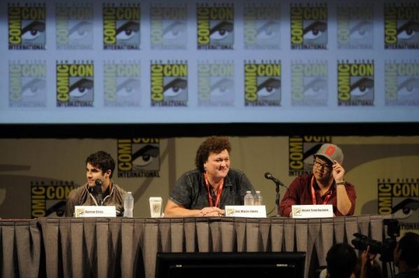 Darren Criss, Dot Marie Jones and GLEE IN 3D director Evin Tancharoen Photo