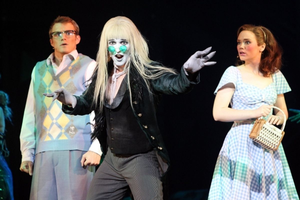 Jon Howkins as Brad, Matthew McKenna as Riff Raff and Daisy Wood Davis as Janet at 