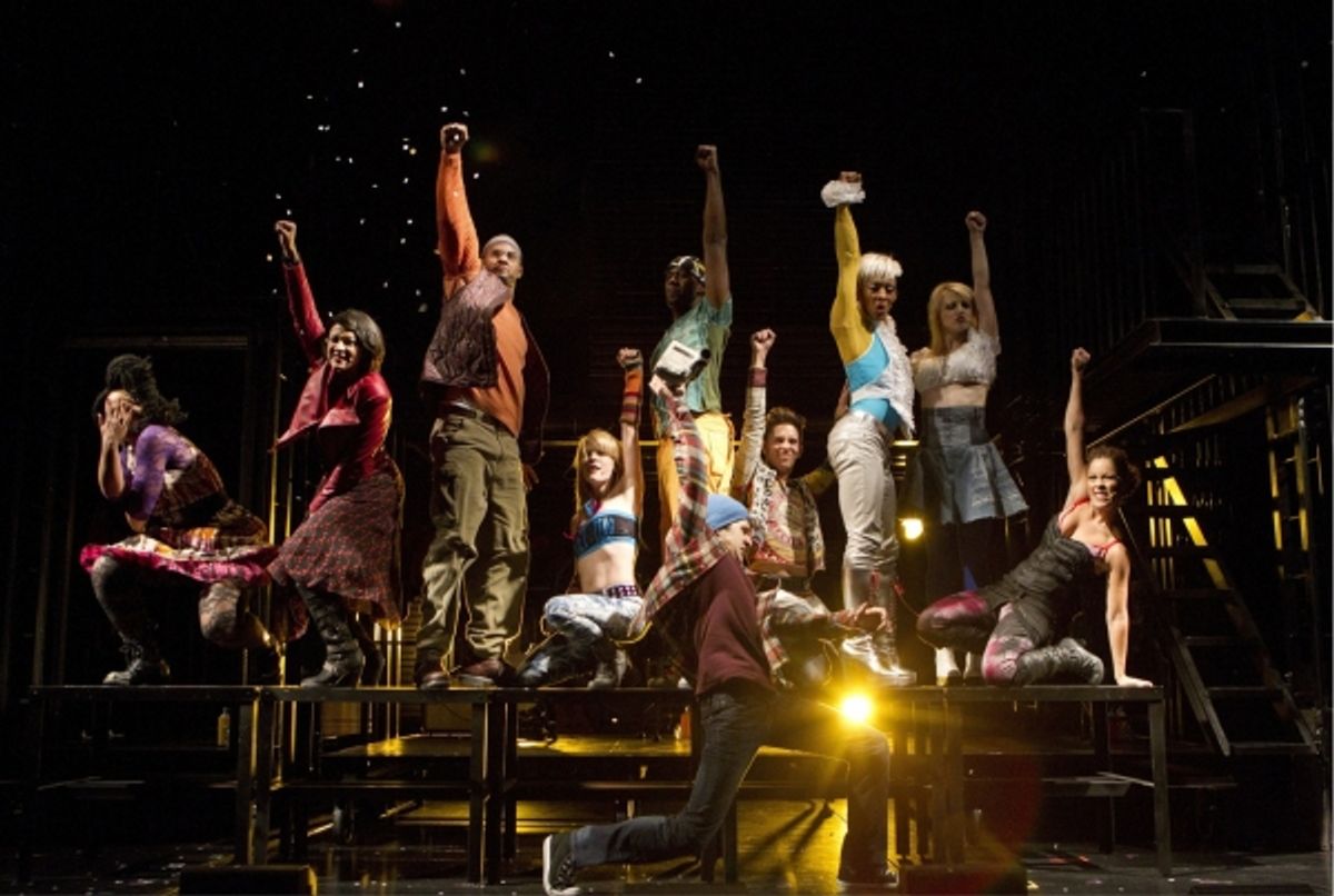 Adam Chandler-Berat and the company of RENT Off-Broadway at 