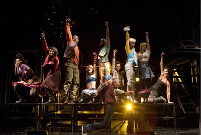 Adam Chandler-Berat and the company of RENT Off-Broadway Photo