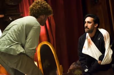 William Apps as Dantly and Matthew Pilieci as Burris in Animals and Plants. Photo