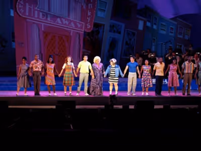 Marissa Jaret Winokur and Nick Jonas and the cast of HAIRSPRAY Opens at the Hollywood Photo