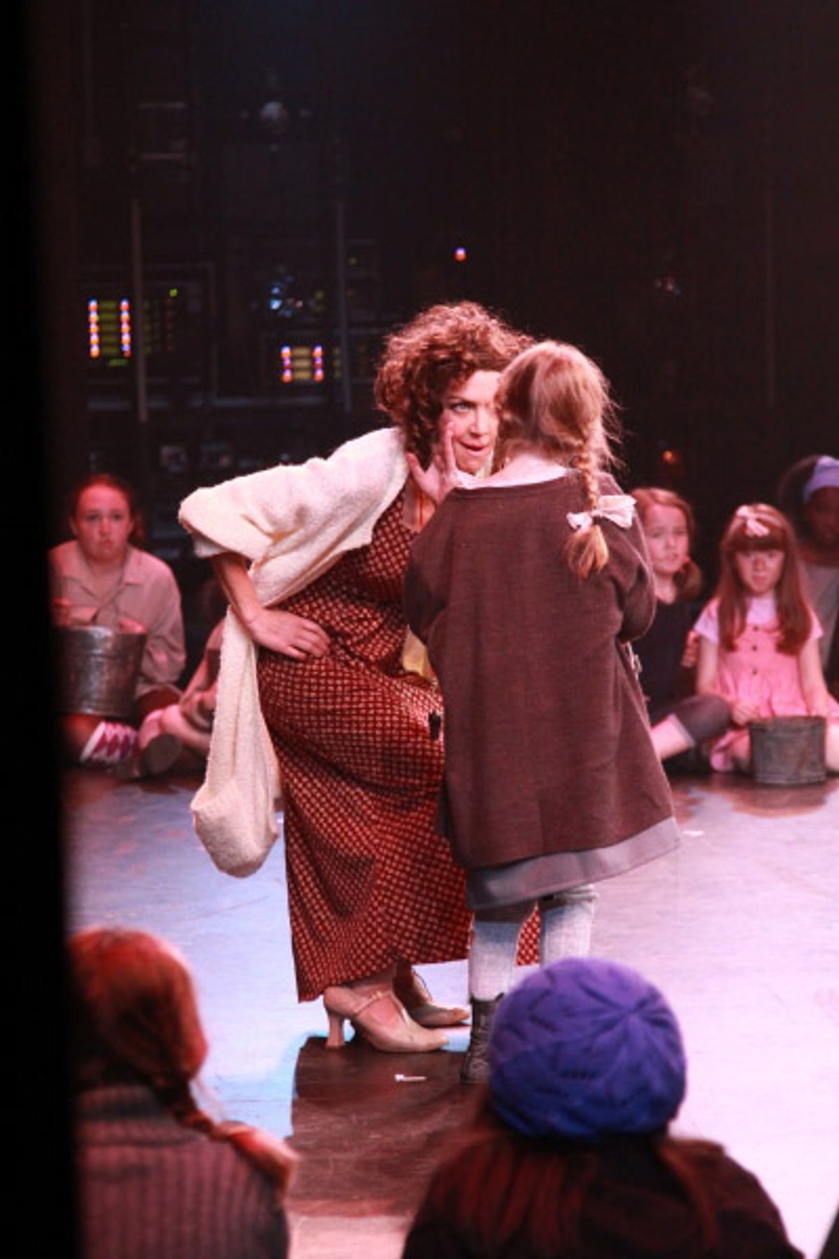 Andrea McArdle with students at 