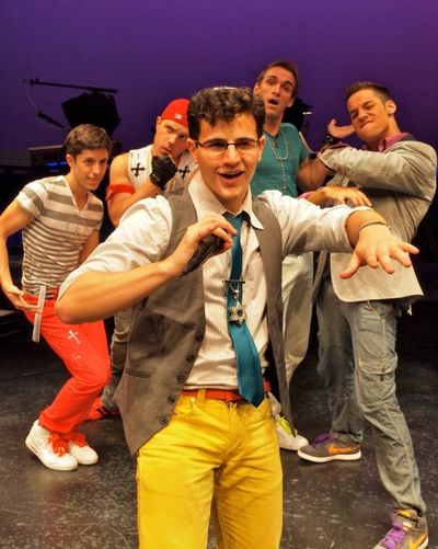 Front: Ian Joseph (Abraham) Behind, l to r: Adam Cassel (Mark), Travis Morin (Luke),  Photo