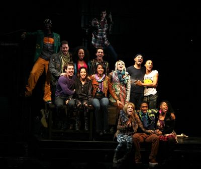 The Ensemble Cast during the Off-Broadway Opening Night Curtain Call for 'RENT' at th Photo