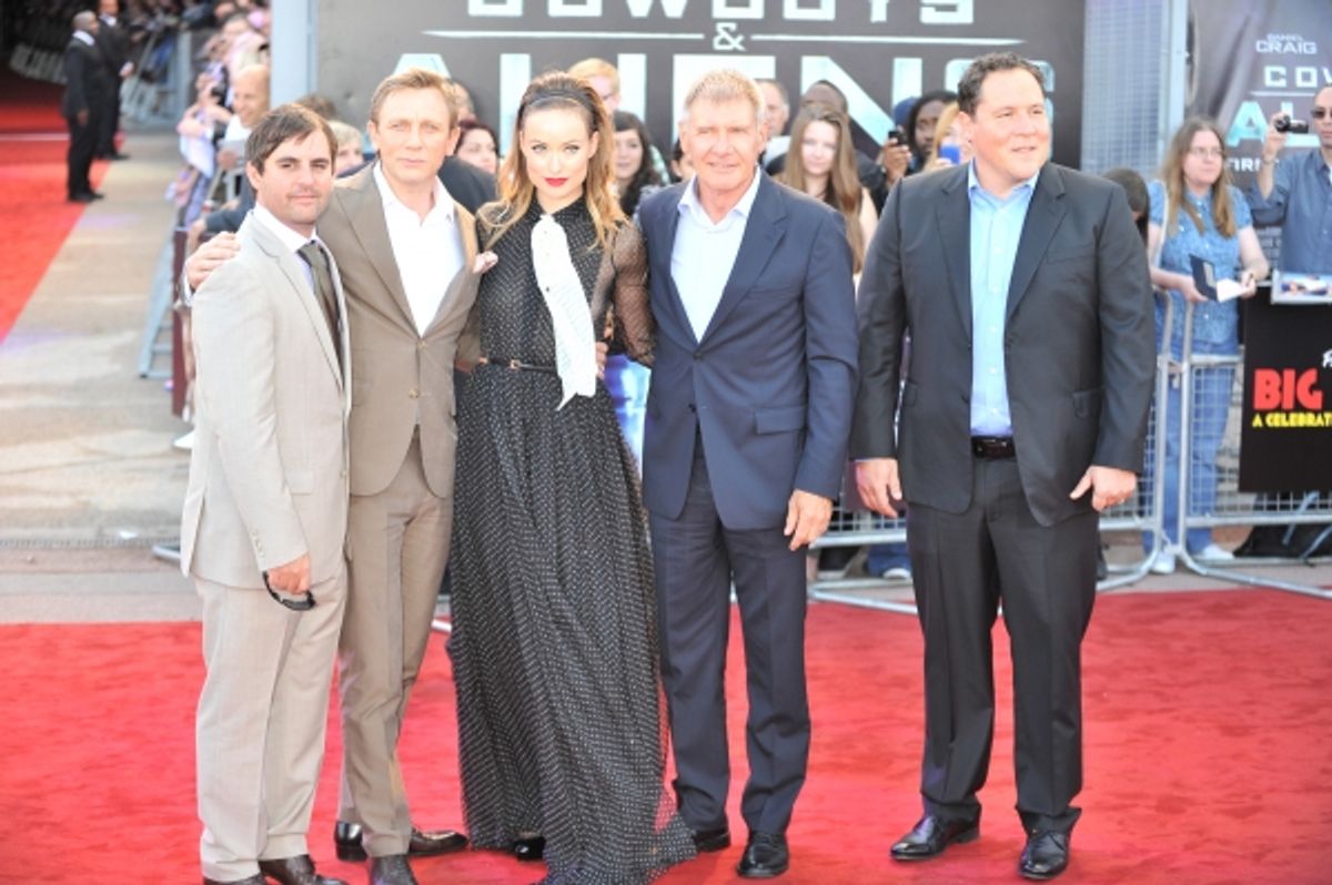 Daniel Craig, Olivia Wilde, Harrison Ford and director Jon Favreau