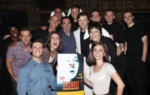 Mario Cantone with Brent Barrett, Jenn Harris, Stephen Bienskie & the Ensemble Cast attending a performance of the Off-Broadway Smash Hit Silence! The Musical at Theatre 80 St. Marks. The production is directed and choreographed by Christopher Gattelli. @ BroadwayWorld Mario Cantone with Brent Barrett, Jenn Harris, Stephen Bienskie & the Ensemble Cast Photo