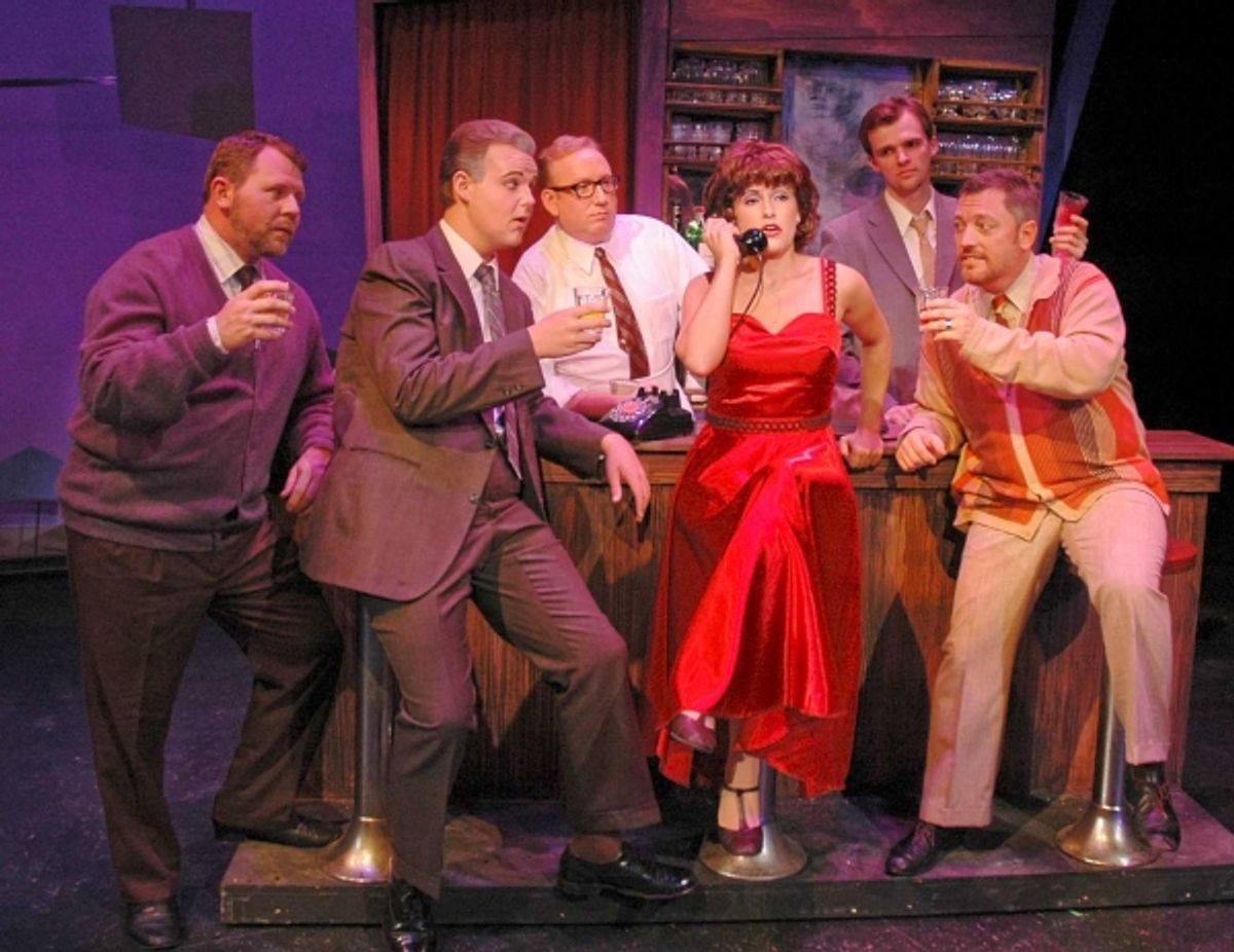 Amy Polumbo (center) as Rosie Alvarez is surrounded by (from left) Gary Cook, Wesley Barnes, John R. McFerrin, Stephen Garrett and Brent Davis at 