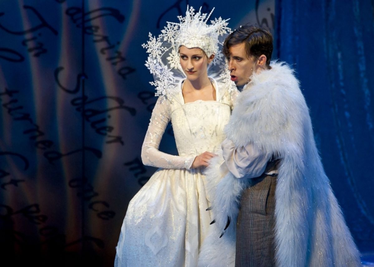 Lesley McKinnell* as The Ice Queen and Kevin Cahoon* as Hans Christian Andersen at 