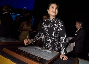 Aug. 19, 2011 - Anaheim, California, U.S. - Lea Salonga, the speaking voice of Mulan and the singing voice of Princess Jasmine, accepts her Disney Legend Award during a ceremony at the Anaheim Convention Center Friday...///ADDITIONAL INFO: sn.d23.0820 - 8 @ BroadwayWorld Aug. 19, 2011 - Anaheim, California, U.S. - Lea Salonga, the speaking voice of Mulan Photo