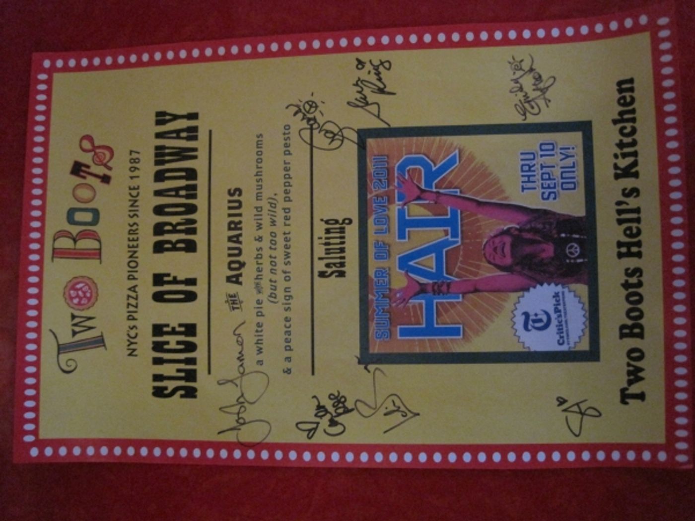 Photo Flash: Two Boots Honors HAIR with 'Summer of Love' Pizza  Image