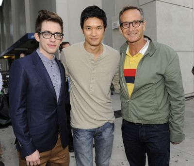SANTA MONICA, CA - AUGUST 15: (L-R) Actors Kevin McHale, Harry Shum Jr., and Executiv Photo