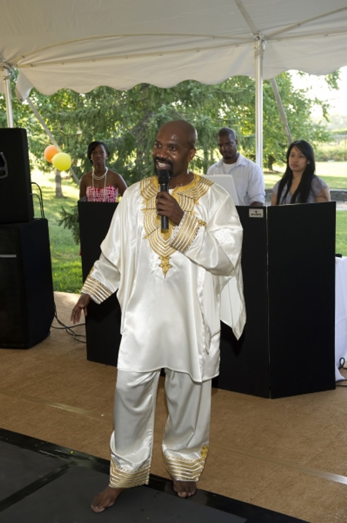 Ronald K. Brown welcomes the guests at 