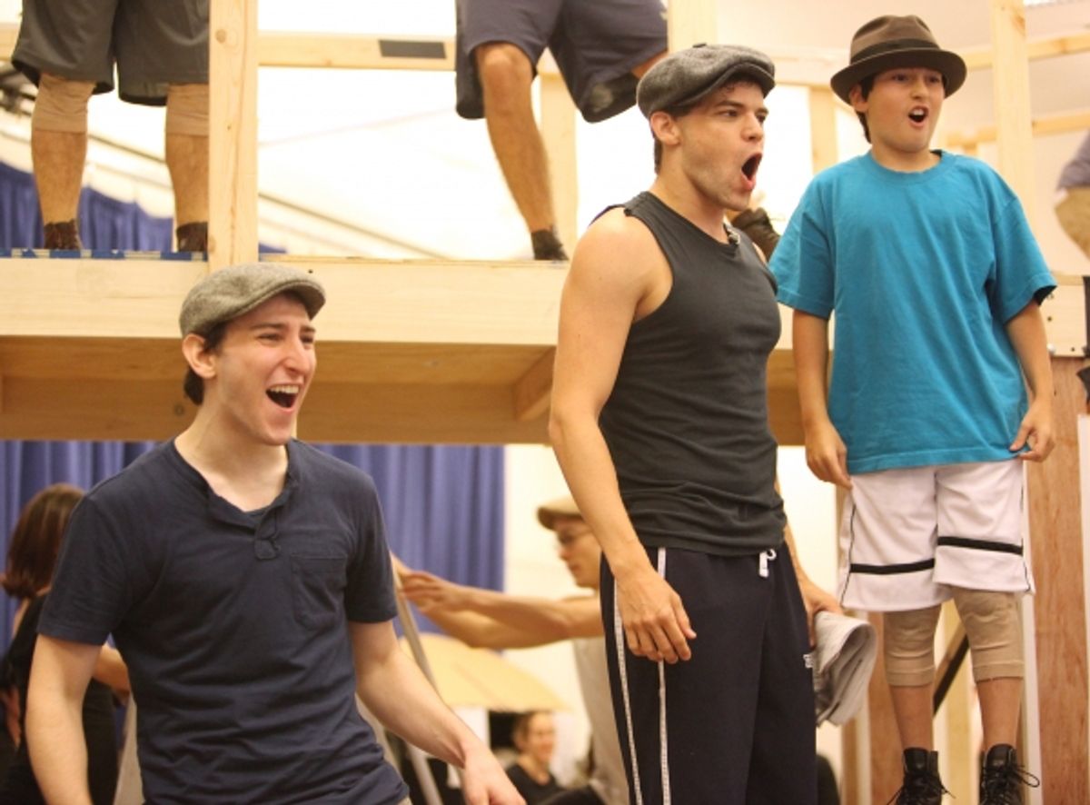 Ben Frankhauser,  Jeremy Jordan and the cast of 'Newsies' at 