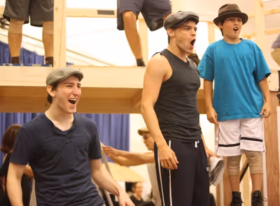 Ben Frankhauser,  Jeremy Jordan and the cast of 'Newsies' Photo
