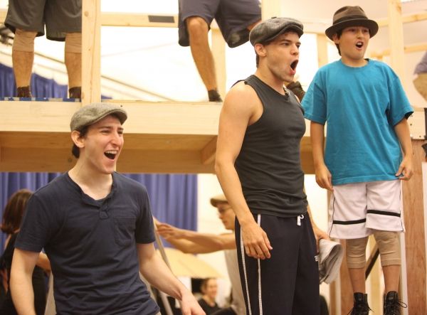 Ben Frankhauser,  Jeremy Jordan and the cast of 'Newsies' Photo