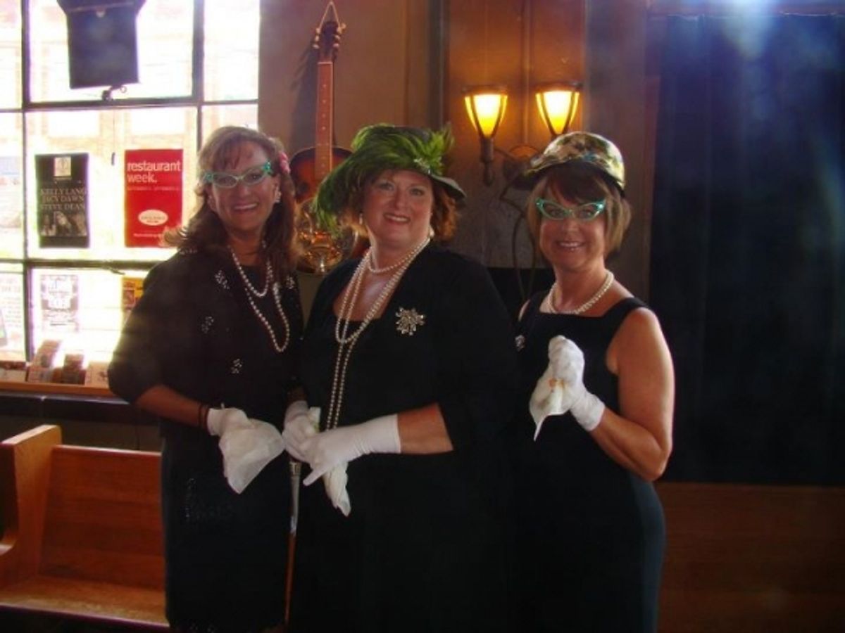 Tracey Barnes Hughes, Brenda Frye and Lisa Garner Harrison, channeling their moms for the WIT Luncheon. at 