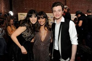 Zooey Deschanel, Lea Michele and Chris Colfer  Photo