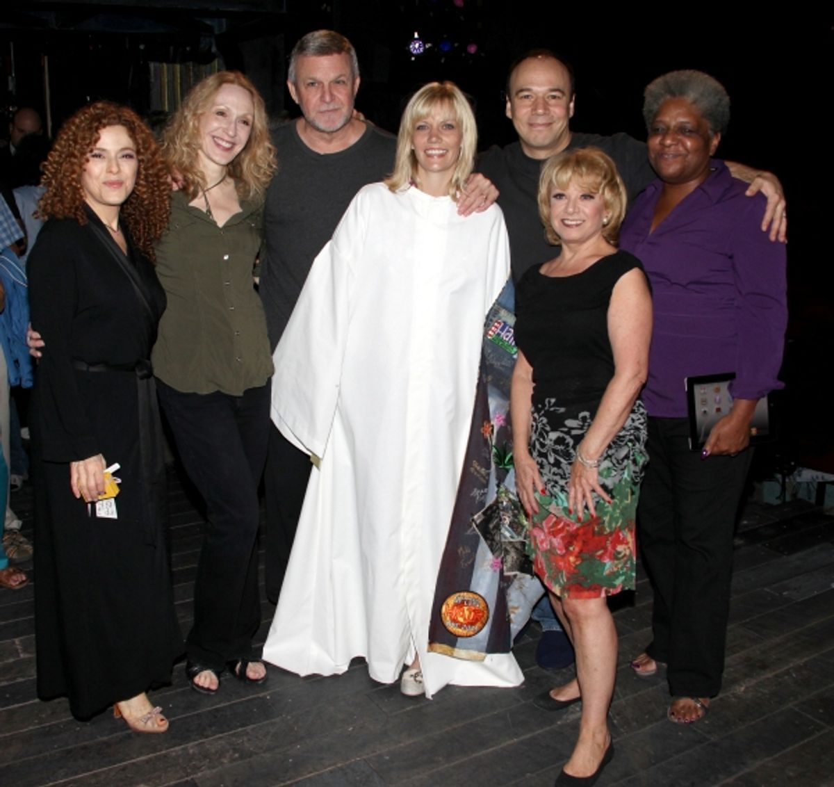 Jennifer Foote ('Follies') with Bernadette Peters, Jan Maxwell, Ron Raines, Danny Burstein, Terri White & Elaine Paige at 