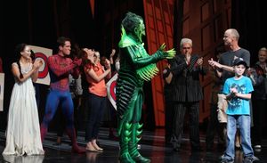 Audience member Jordan Muir with his parents Michelle and Rob with T.V. Carpio, Matt  Photo