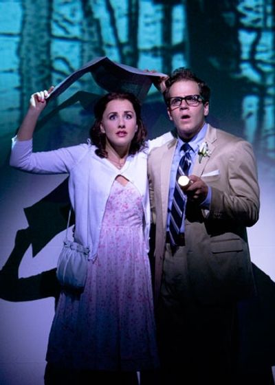 Jeanna de Waal as Janet and Kelsey Kurz as Brad in Richard O'Brien's The Rocky Horror Photo