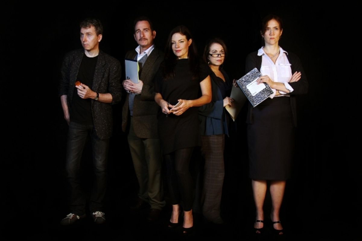 Jonathan Tindle, David M. Pincus as Dr. Campbell, Coco Medvitz as Dr. Goodwin, Jacqueline Sydney as Dr. Durant and Nancy Stone  at 