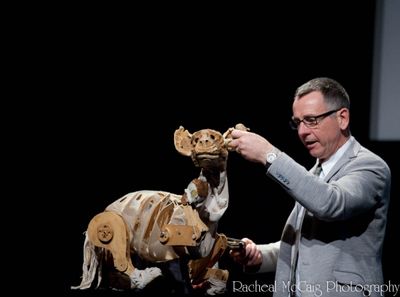 Adrian Kohler with one of the puppets Photo