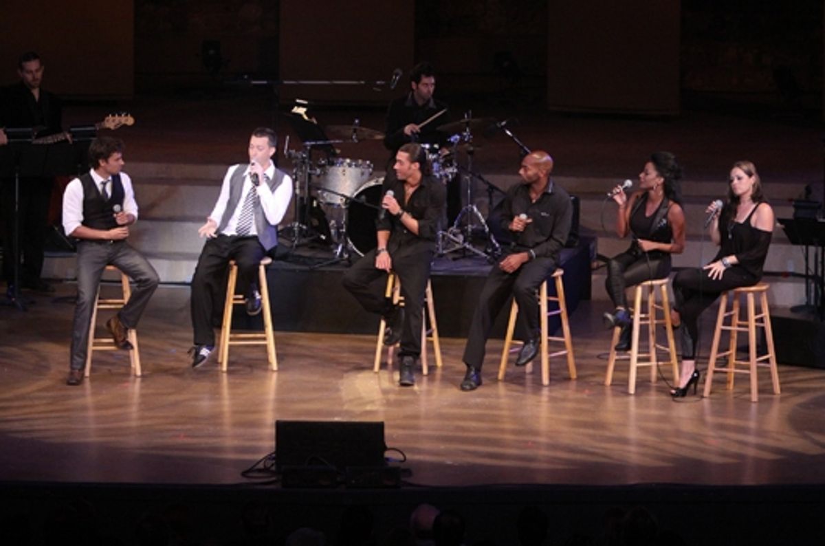 David Burnham, Levi Kreis, Ace Young, Brandon Victor Dixon, Xiantoni Lynch and Karma perform in New York's Fines at Ford Amphitheatre at 