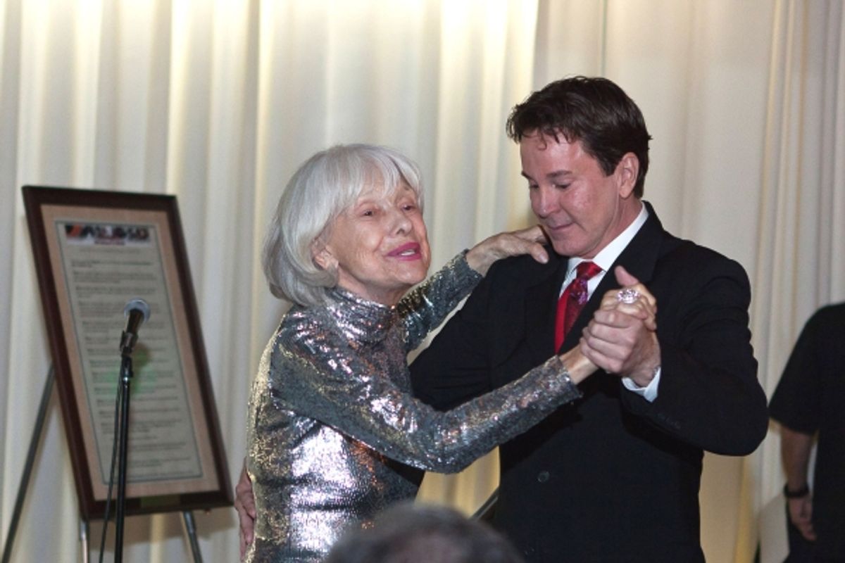 Carol Channing and Davis Gaines reenact dance from Ã¢â‚¬Å“Hello Dolly!Ã¢â‚¬Â at 