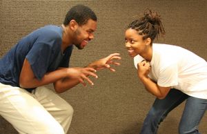 Devere Rogers as Chidi (a Darfuri boy) and Keona Welch Photo