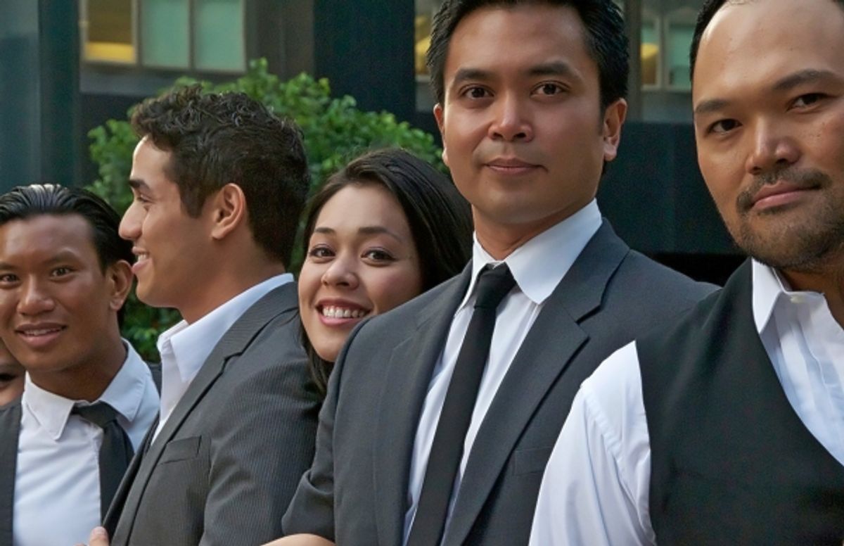 Albert Guerzon, Adam Jacobs, Lora Nicolas, Jose Llana, Orville Mendoza at 